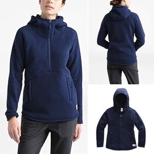 THE NORTH FACE CRESCENT HOODED PULLOVER FLEECE TOP WOMEN'S M